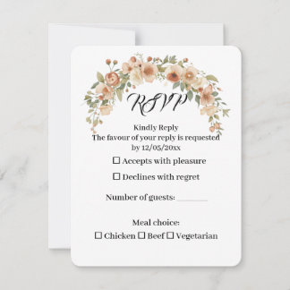 Romantische Bloemenboog Huwelijks RSVP Kaart