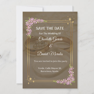 Romantische bloemenbruiloft Save the Date Uitnodig Kaart