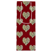 Romantische  bloemenharten wijn cadeautas (Voorkant)