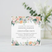 Romantische Bloemenplein bruiloft uitnodiging Kaar (Staand voorkant)