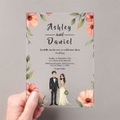 Romantische bloementuin bruid en bruidegom bruilof acryl uitnodigingen (Insitu (Draagbaar))