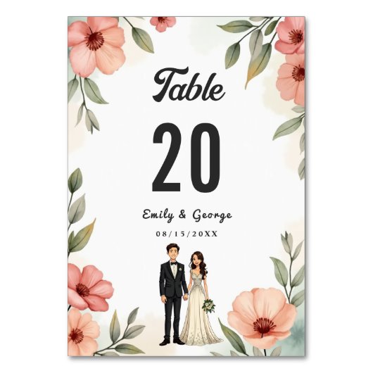 Romantische bloementuin bruid en bruidegom bruilof kaart (Voorkant)