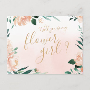 Romantische bloementuin Word je mijn bloemenmeisje Kaart