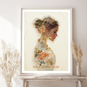 Romantische bloemenvrouw Silhouet Aangepaste quote Poster