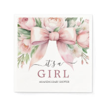Romantische bloemige roze strik baby shower
