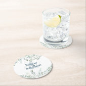 Romantische bloemige zachte witte bloemen bruiloft ronde kartonnen onderzetter (Insitu)