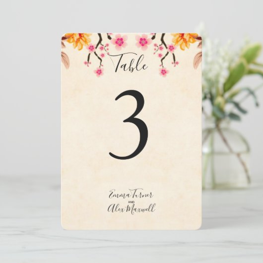 Romantische bloemmotieven | Tafelnummerkaartjes Kaart (Staand voorkant)