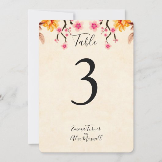 Romantische bloemmotieven | Tafelnummerkaartjes Kaart (Voorkant)