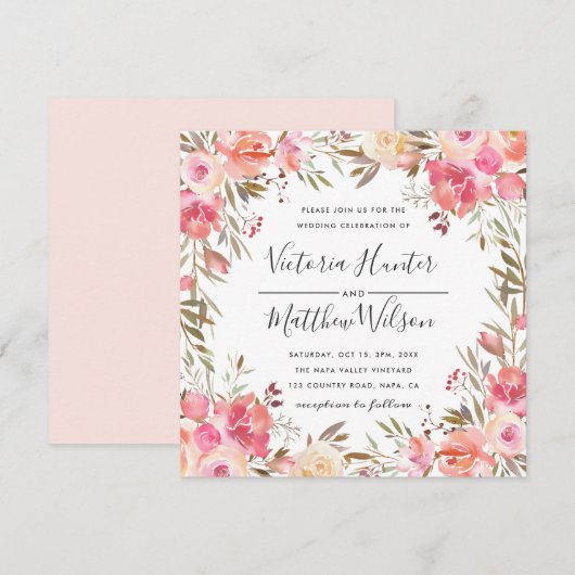 Romantische Bloesem Bloemen Bloemen Huwelijksuitno Kaart (Voorkant / Achterkant)