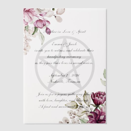 Romantische Bloom Bloemen Peony Pentacle Vellum Uitnodigingen (Voorkant)