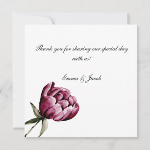 Romantische Bloom Floral Peony Bedankkaart