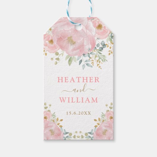 Romantische Bloom Zachte Pastel Roze Waterverf Blo Cadeaulabel (Voorkant)