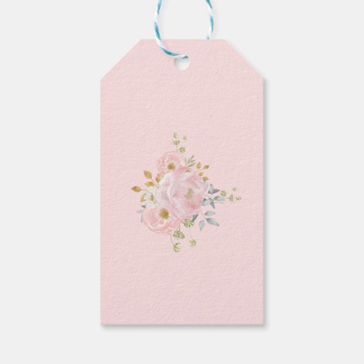 Romantische Bloom Zachte Pastel Roze Waterverf Blo Cadeaulabel (Achterkant)