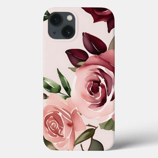 Romantische Blooms Waterverf Rozen Bourgogne Case-Mate iPhone Case (Achterkant)