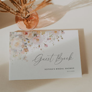 Romantische Blos Roze Perzik Bloemachtige Bruidsdo Gastenboek