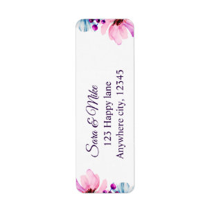 Romantische Blush & Blauwe bloemen Bruiloft Uitnod Etiket