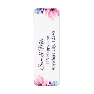 Romantische Blush & Blauwe bloemen Bruiloft Uitnod Etiket