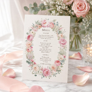 Romantische Blush Bloemachtige Trouw Menu Suite Kaart