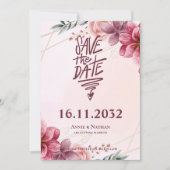 Romantische Blush Bloemen Lijst Trouwen Save the D Save The Date (Voorkant)