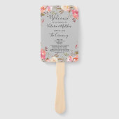 Romantische Blush Bloom Bloemen Bruiloft Programma Handwaaier (Voorkant)
