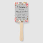 Romantische Blush Bloom Bloemen Bruiloft Programma Handwaaier (Achterkant)
