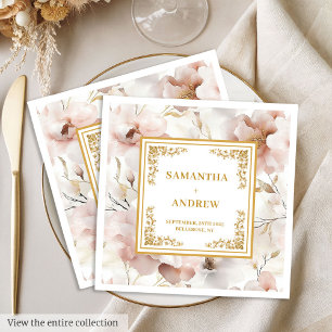 Romantische blush ivoor boho bloemenpapier servett servet