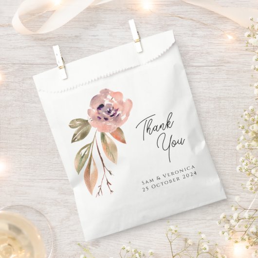 Romantische Blush Mauve Watercolor Bedankzakje (Geknipt)