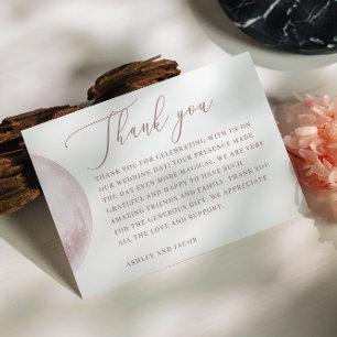 Romantische Blush Moon   Script Hemelse bruiloft Bedankkaart