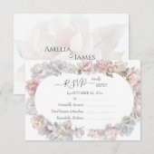 Romantische Blush Peony Bloemen Trouwmaaltijd RSVP (Voorkant / Achterkant)