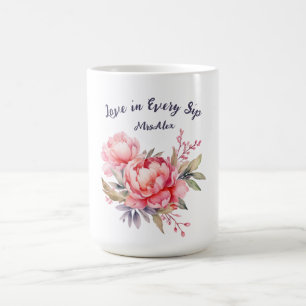 Romantische Blush Peony Wedding Coffee Mok