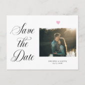 Romantische Blush Pink Heart Photo Bewaar de datum Briefkaart (Voorkant)
