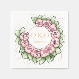 Romantische Blush Pioen Botanische Bloemige Papier Servet