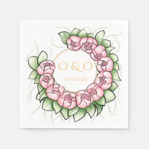 Romantische Blush Pioen Botanische Bloemige Papier Servet