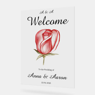 Romantische Blush Roze Aquarel Roos Acryl Bruiloft Bord