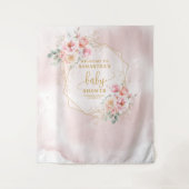 Romantische blush roze bloemen baby shower achterg wandkleed (Voorkant)