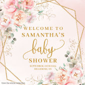 Romantische blush roze bloemen baby shower achterg wandkleed