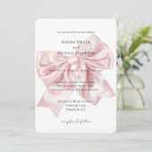 Romantische Blush Roze Bow Wedding Kaart (Staand voorkant)