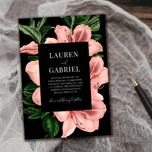 Romantische Blush Roze Donker Bloemen Bruiloft Kaart