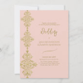 Romantische Blush Roze Goud  Bruiloft Kaart (Voorkant)