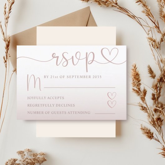 Romantische Blush Roze Gradient Wedding RSVP