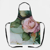 Romantische Blush Roze Roos Bloemige Bruids douche Schort (Voorkant)