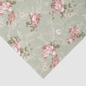 Romantische Blush Roze Rozen - Sage Groene Achterg Tissuepapier (Detail)