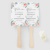 Romantische Blush Roze & Wit Bloemen Bruiloft Welk Handwaaier (Voorkant en achterkant)