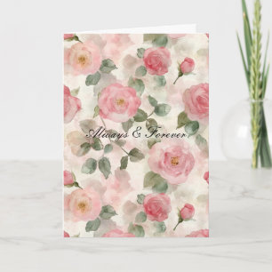 Romantische Blush Rozen Bloemen Voor Eeuwige Liefd Kaart