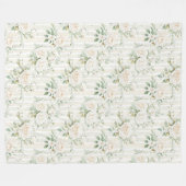 Romantische Blush Witte Rozen Bloemen Strepen Fleece Deken (Voorkant (Horizontaal))