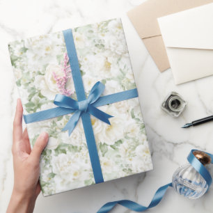 Romantische Blush Witte Rozen Bloemrijke Strepen T Cadeaupapier