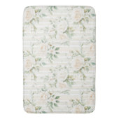 Romantische Blush Witte Rozen Bloemstrepen   Badmat (Voorkant Verticaal)