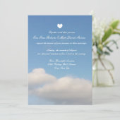 Romantische blye witte wolken trouwuitnodigingen kaart (Staand voorkant)