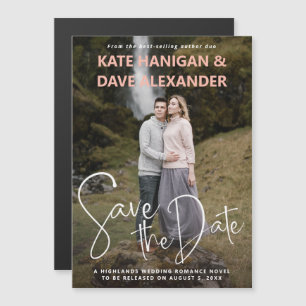Romantische Boekomslag Foto Save the Date Magnetische Uitnodiging