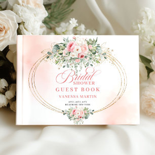 Romantische Boheemse Blush Bloemengoud Bruiloftsfe Gastenboek